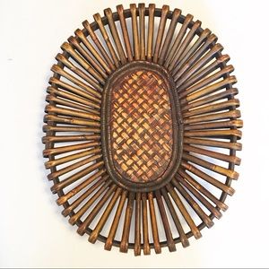2 Baskets Rattan Woven Wicker Bamboo Tray Wall